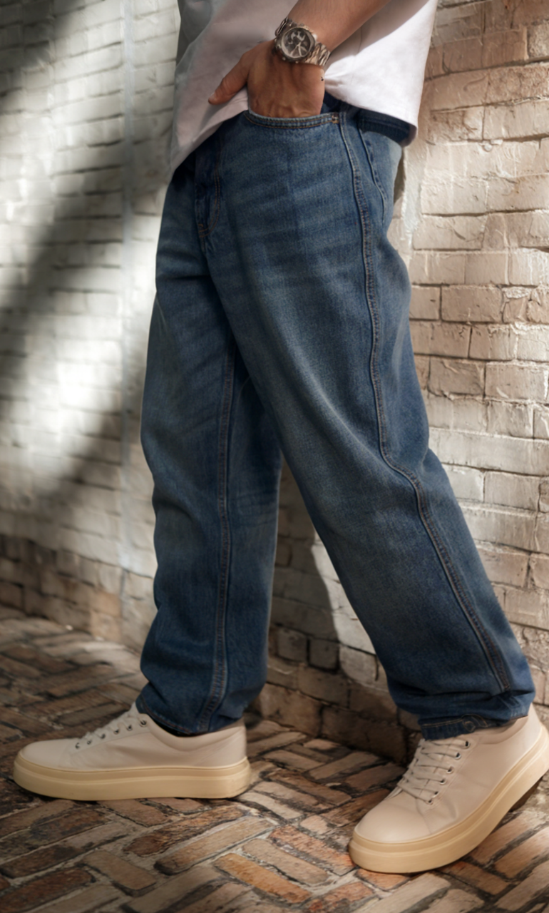 Men's Baggy Denim Jeans | Blue Color | Premium Denim Jeans