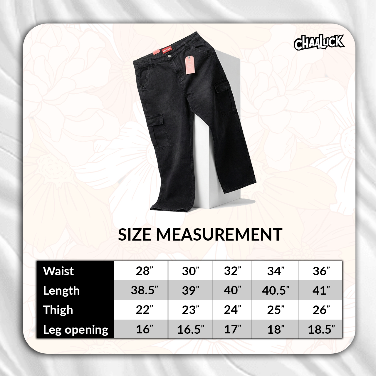 Men's Baggy Cargo Denim Jeans| Black
