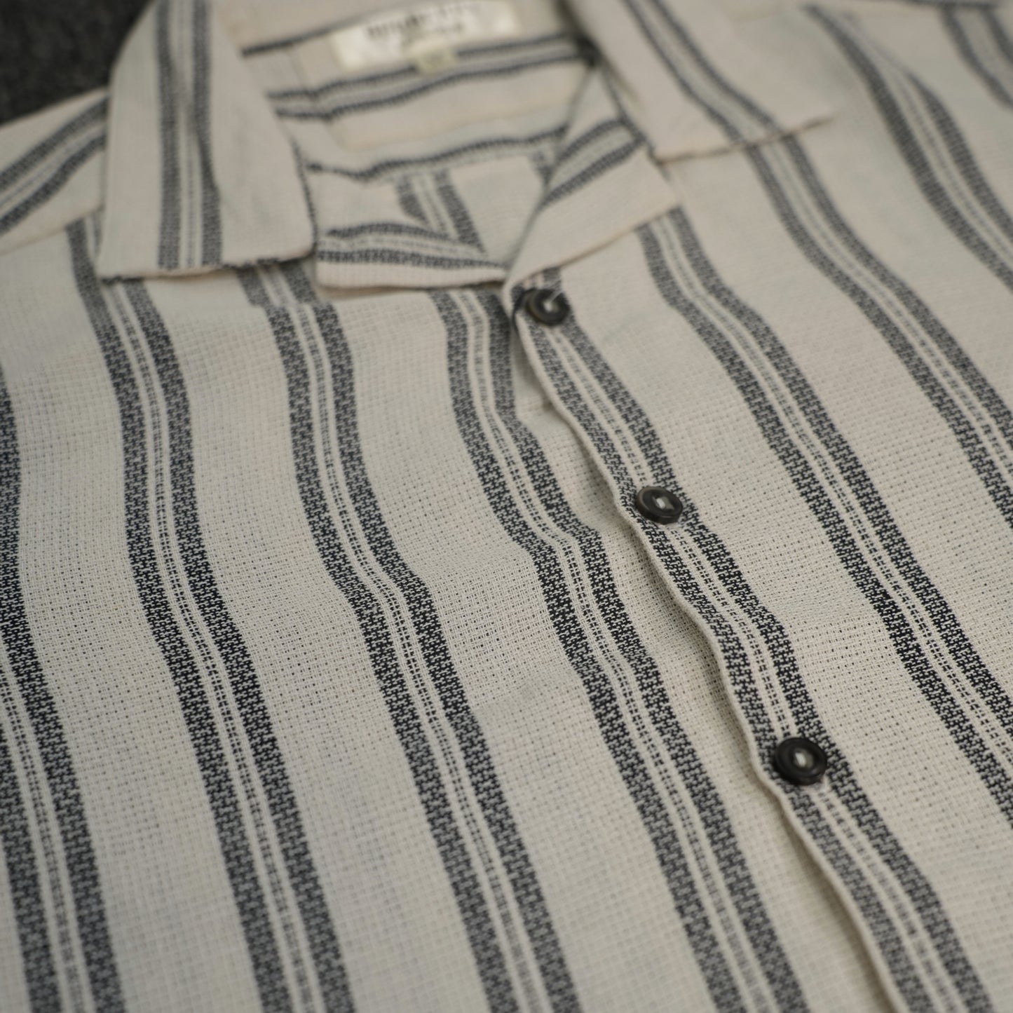 Men's Cuban Collar Shirt – Cream Color Stripe