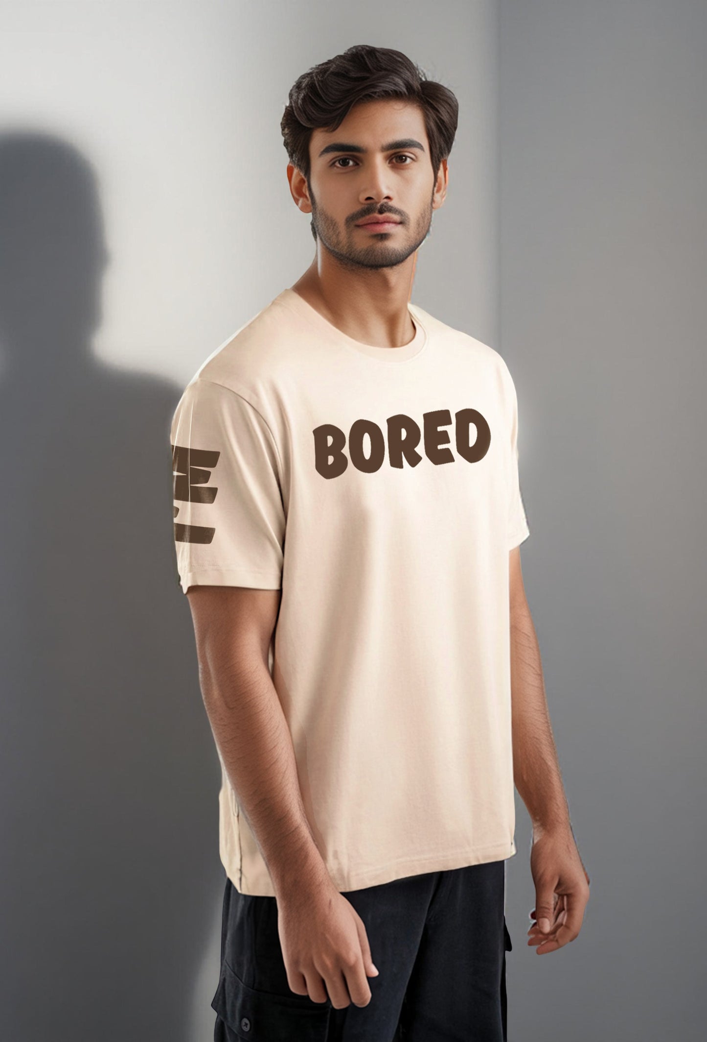 I'M BORED| Cream Beige Color| Premium Regular Relaxed Fit T-Shirt | Unisex |