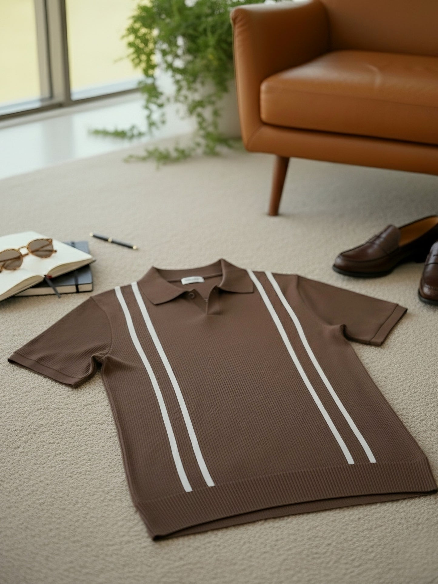 Old Money Polo T-Shirt | Chocolate Color
