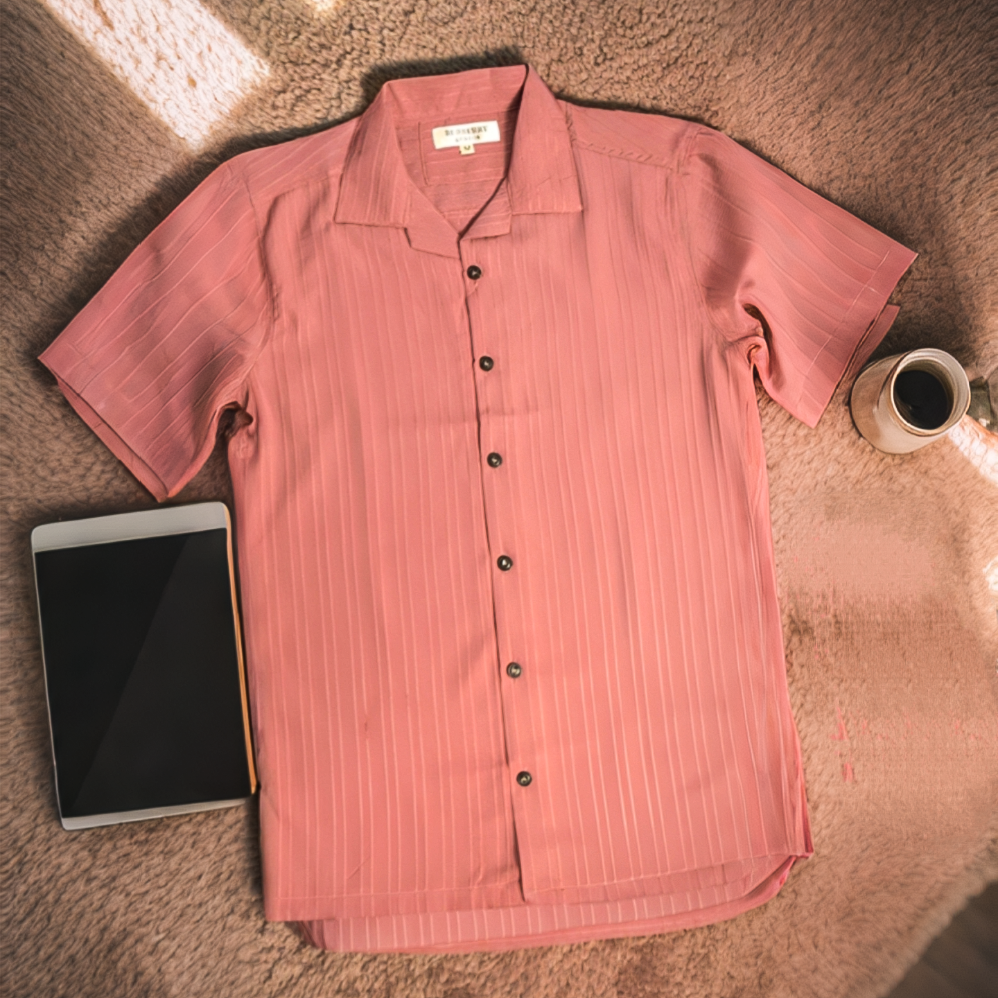 Premium Men's Cuban Collar Shirt| Rose Pink   |Summer Friendly