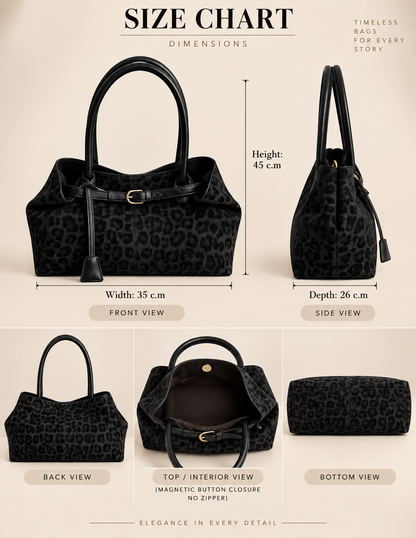 Black Leopard Print Tote Bag – Timeless Elegance