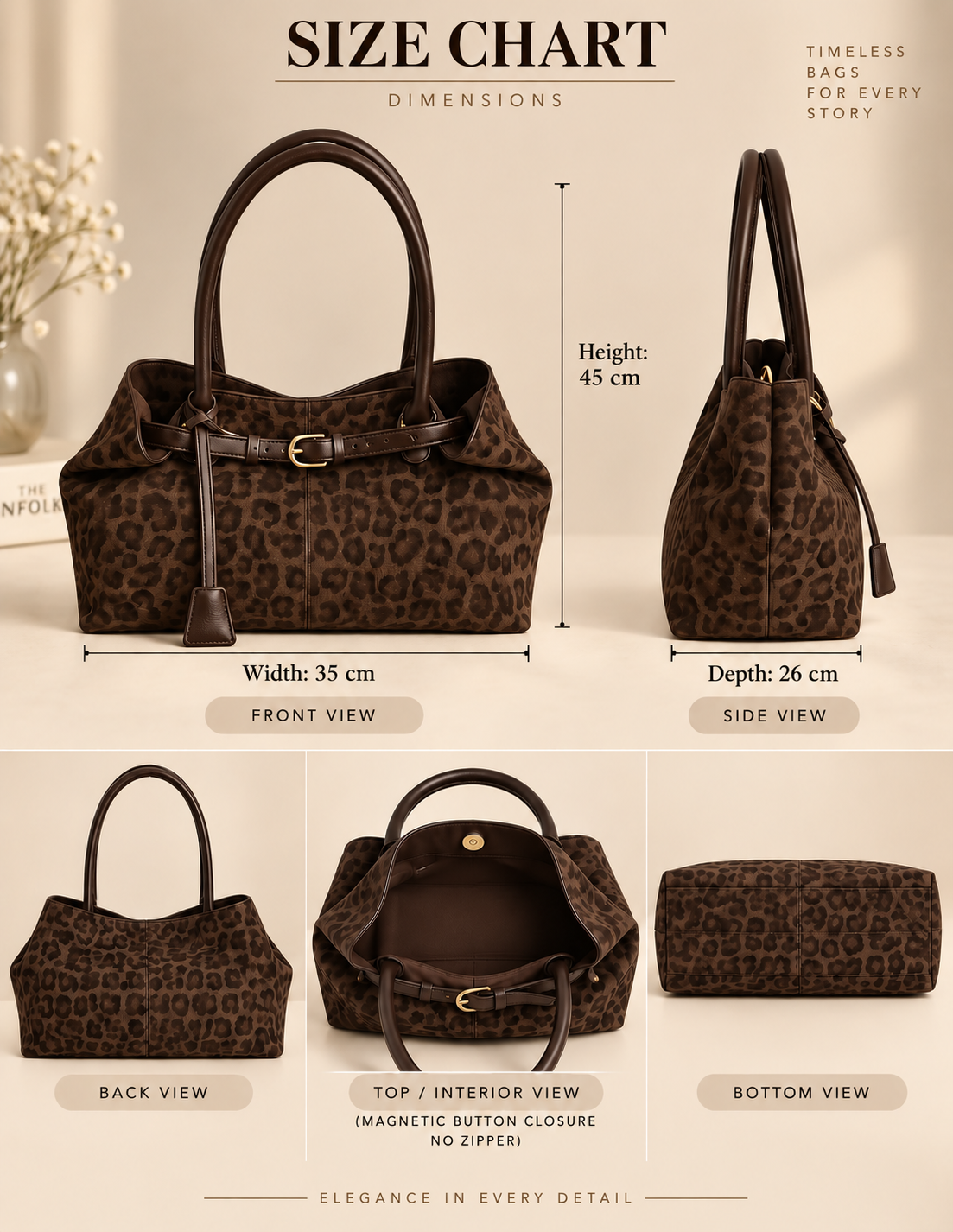 Brown Leopard Print Tote Bag – Timeless Elegance
