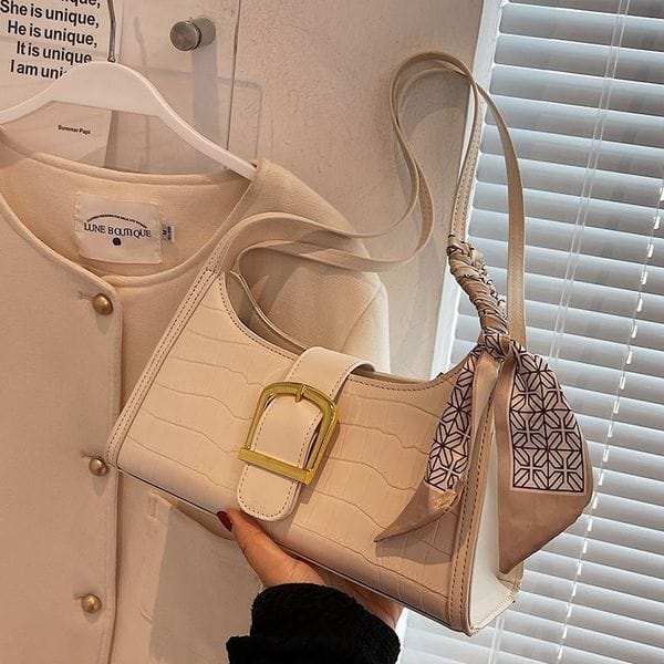 Chic Croco Buckle Shoulder Bag