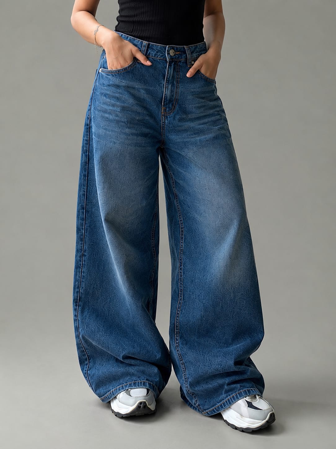 Classic High-Waist Wide-Leg Denim