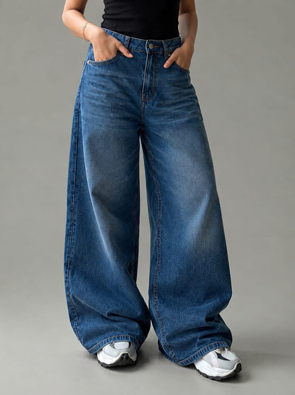 Classic High-Waist Wide-Leg Denim