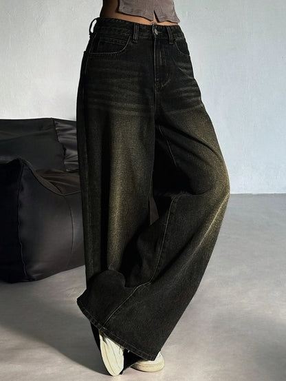 Midnight High-Waist Baggy Denim