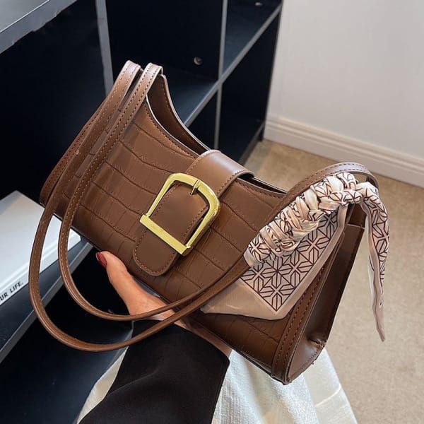 Chic Croco Buckle Shoulder Bag