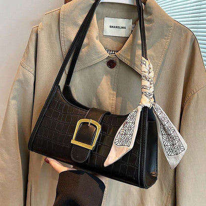 Chic Croco Buckle Shoulder Bag