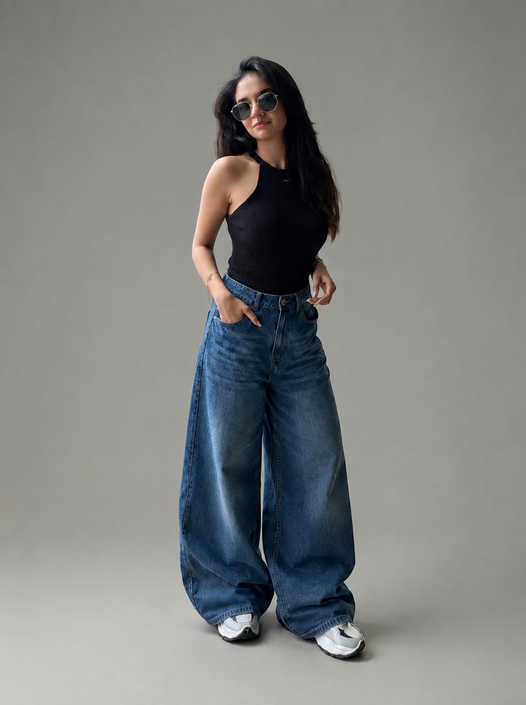 Classic High-Waist Wide-Leg Denim