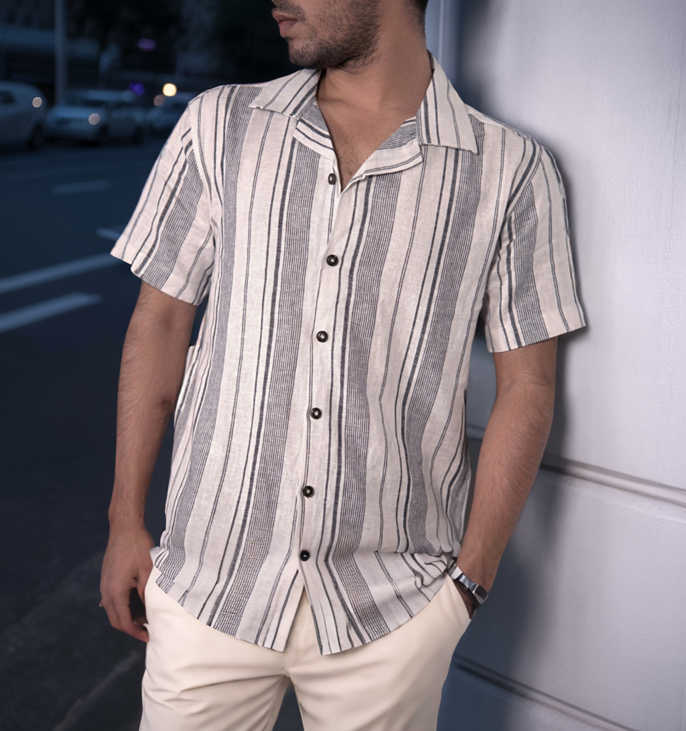 Premium Men's Cuban Collar Shirt – white | Summer Friendly