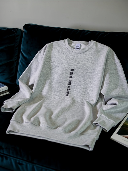 Watch Me RISE | Drop Shoulder Sweatshirt Super Premium Quality | Grey Melange
