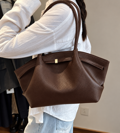 Persaman New York Abella Leather Tote Bag (Deep Brown)