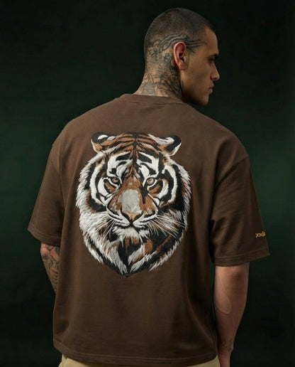 ONE TIGER| Chocolate Color|  Super Soft Premium Drop Shoulder T-Shirt