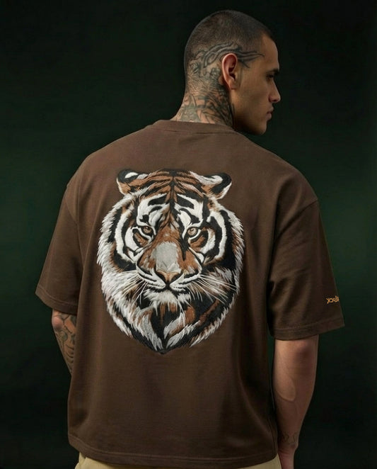 ONE TIGER| Chocolate Color|  Super Soft Premium Drop Shoulder T-Shirt