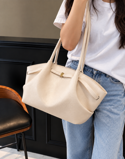 Persaman New York Abella Leather Tote Bag (Off White)