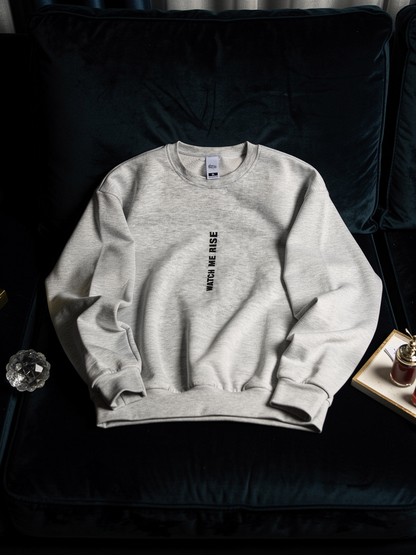 Watch Me RISE | Drop Shoulder Sweatshirt Super Premium Quality | Grey Melange