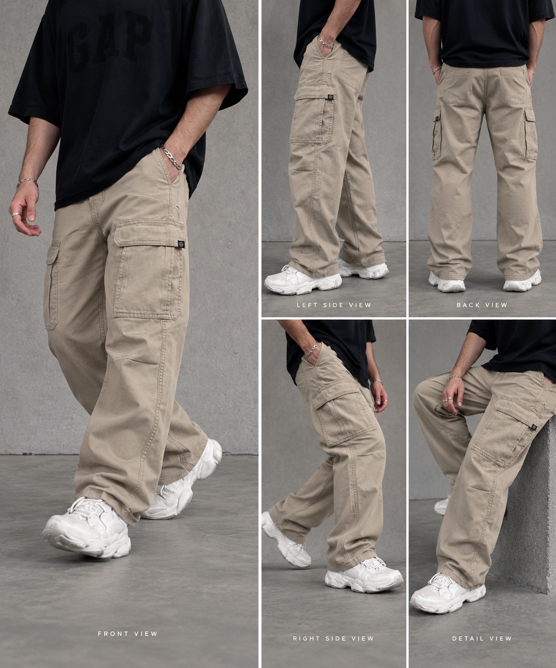 Essential Wide-Leg Cargo – Light Brown
