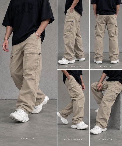 Essential Wide-Leg Cargo – Light Brown