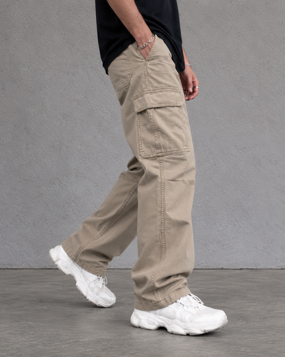 Essential Wide-Leg Cargo – Light Brown