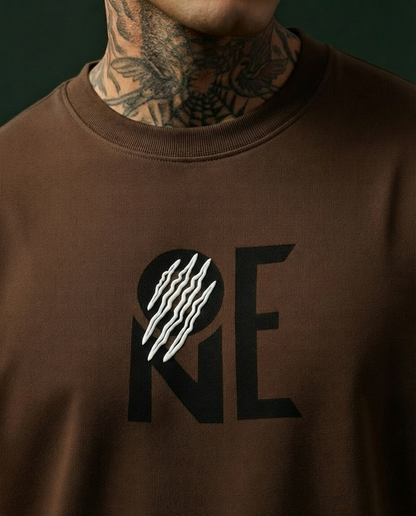 ONE TIGER| Chocolate Color|  Super Soft Premium Drop Shoulder T-Shirt