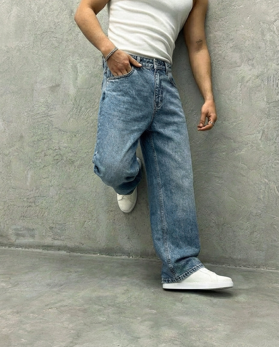 Men's Baggy Denim Jeans | Light Blue Color | Premium Denim Jeans