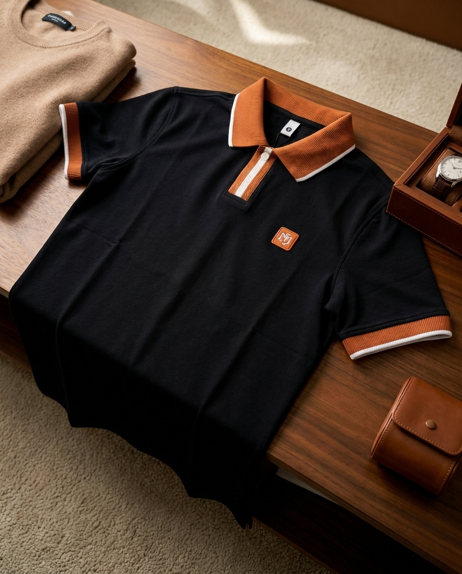 Signature Collection | Old Money Polo T-Shirt | Black color