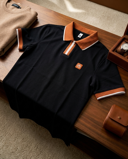 Signature Collection | Old Money Polo T-Shirt | Black color