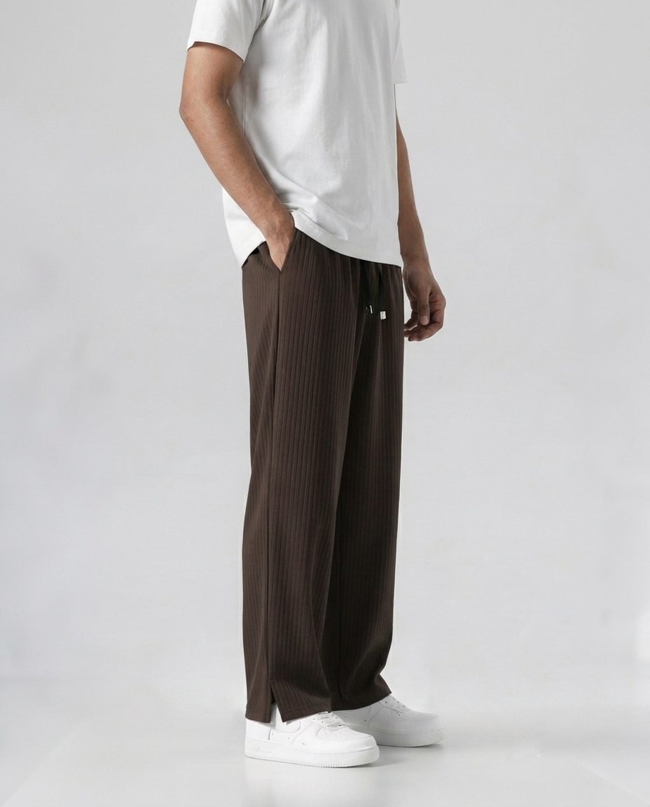 Low Cut Solid Baggy Pants| Brown Color