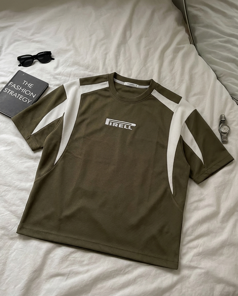 Pirelli Performance Tee | Super Soft Premium Unisex Drop Shoulder| Olive Color|
