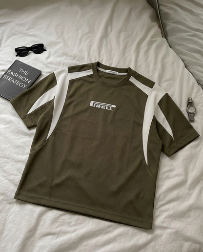 Pirelli Performance Tee | Super Soft Premium Unisex Drop Shoulder| Olive Color|