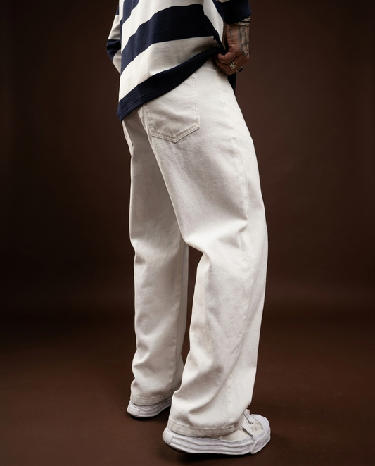 Premium Unisex Baggy Denim Jeans | Lightweight | White