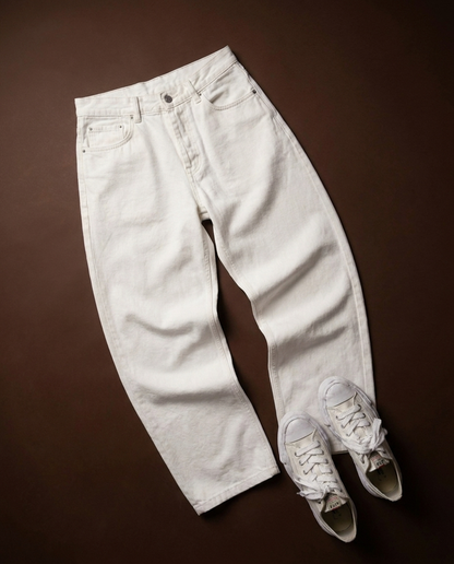 Premium Denim Jeans Semi-Baggy| Color White|