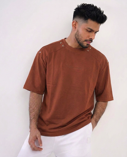Rust Signature - Embroidered Drop Shoulder Tee