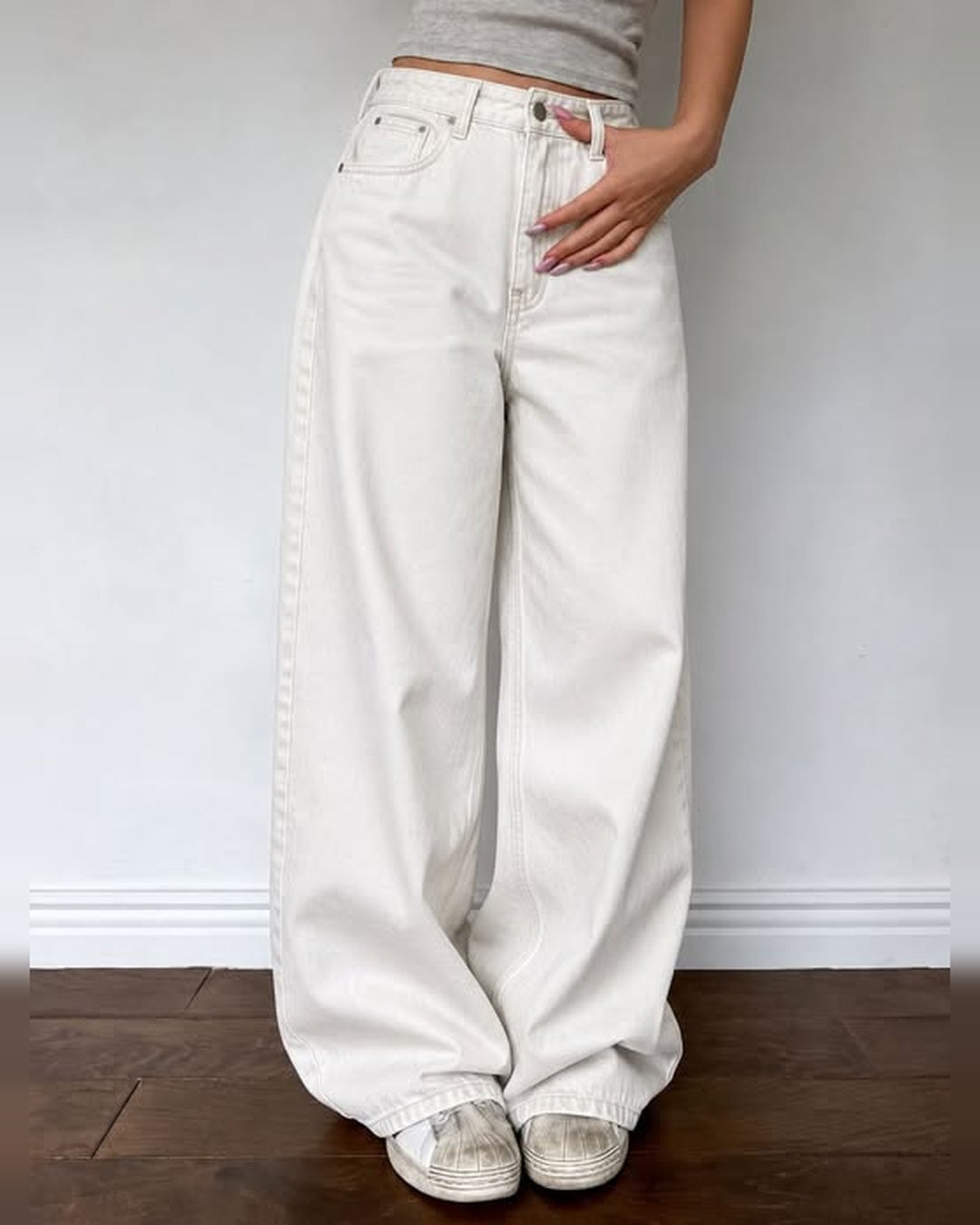 Premium Unisex Baggy Denim Jeans | Lightweight | White