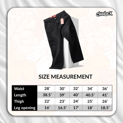 Men's Baggy Cargo Denim Jeans| Black