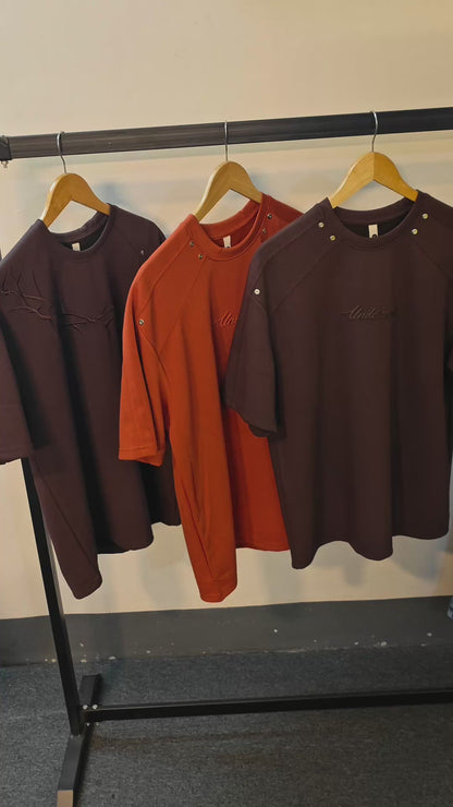 Mocha Branch - Embroidered Drop Shoulder Tee