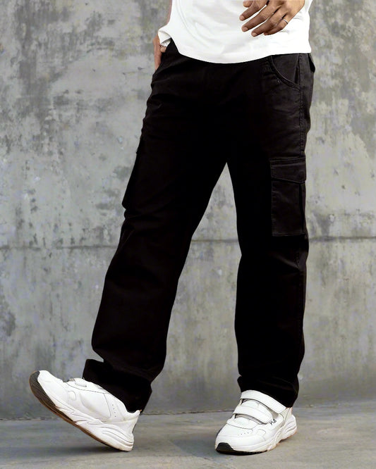 Premium Semi Baggy Cargo Pants | Black |