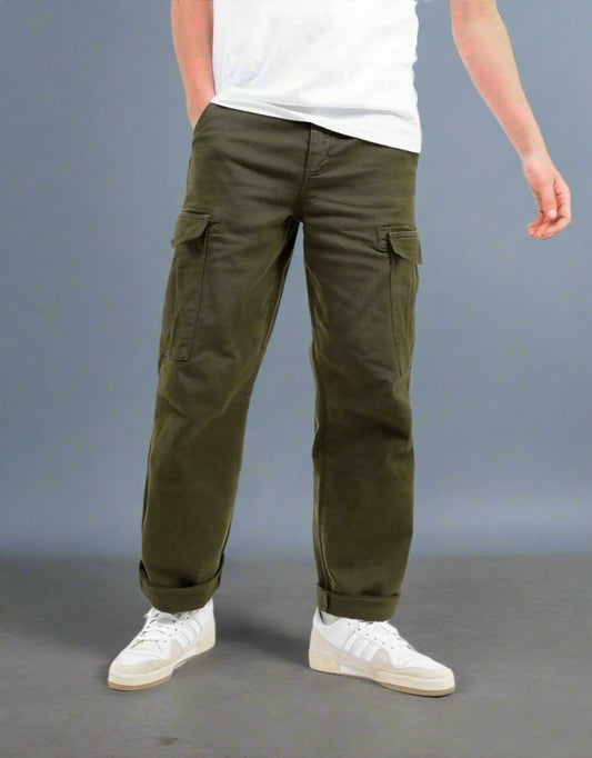 Premium Semi Baggy Cargo Pants | Olive |