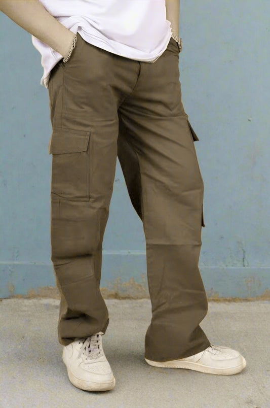 Premium Semi Baggy Cargo Pants | Brown |