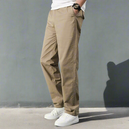Men Smart Relaxed Fit Cotton Chinos | Light Brown | Limited Edition