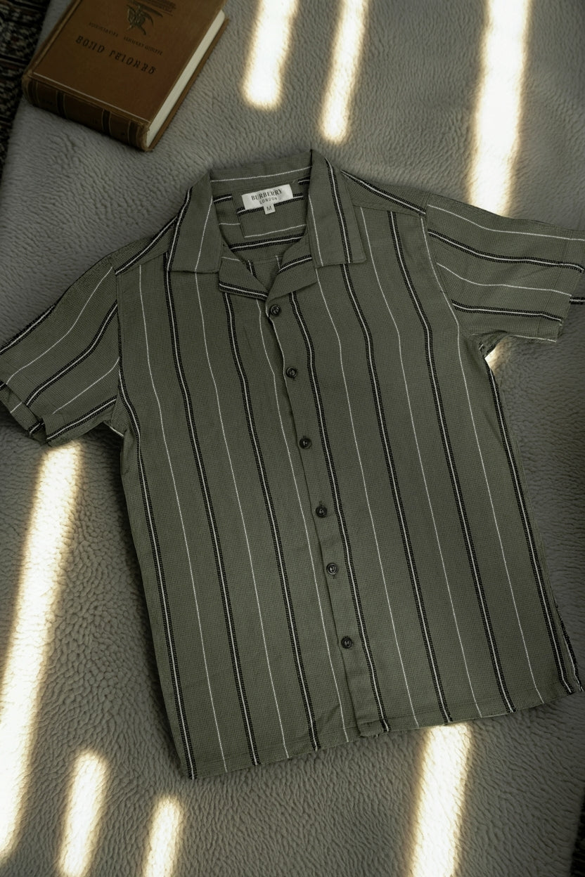 Men's Cuban Collar Shirt – Premium | Olive Color| Summer Friendly Shirt