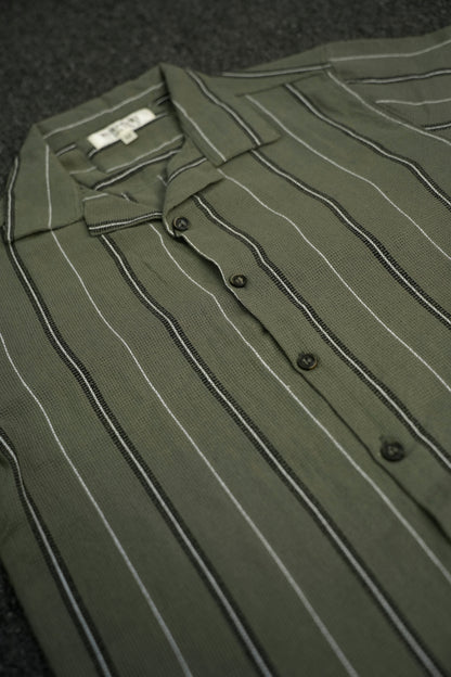 Men's Cuban Collar Shirt – Premium | Olive Color| Summer Friendly Shirt