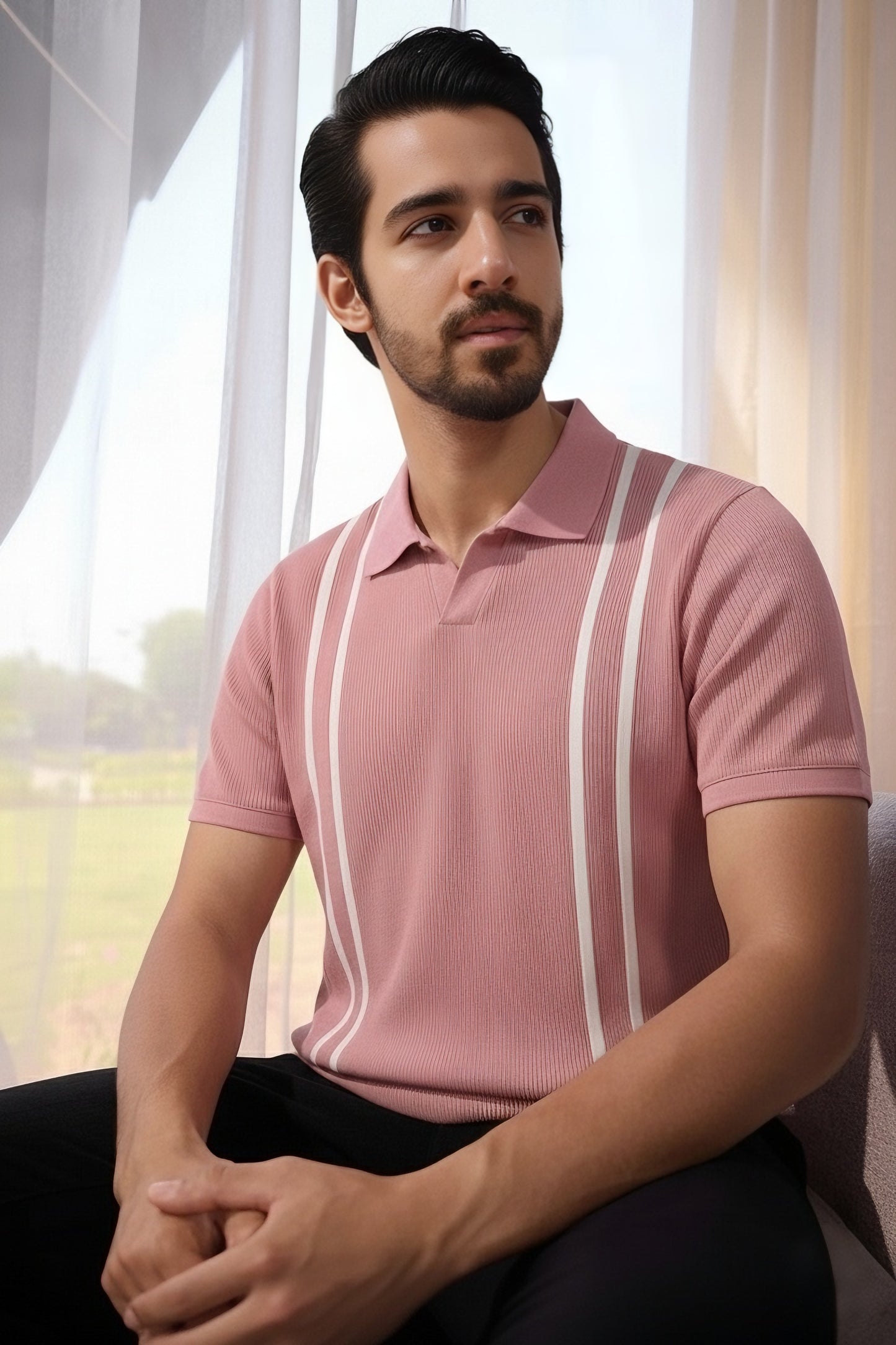 Old Money Polo T shirt| Baby Pink