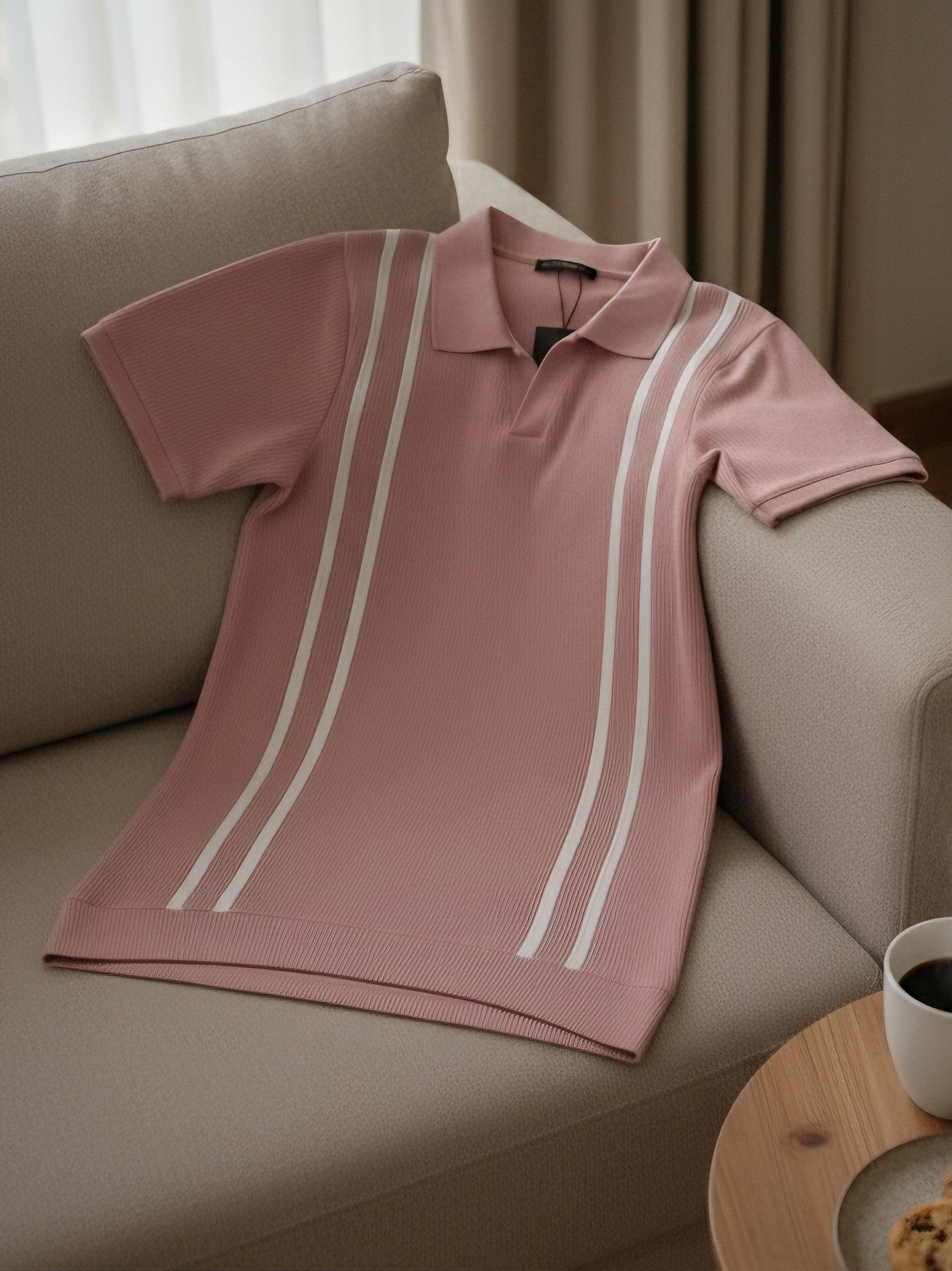 Old Money Polo T shirt| Baby Pink