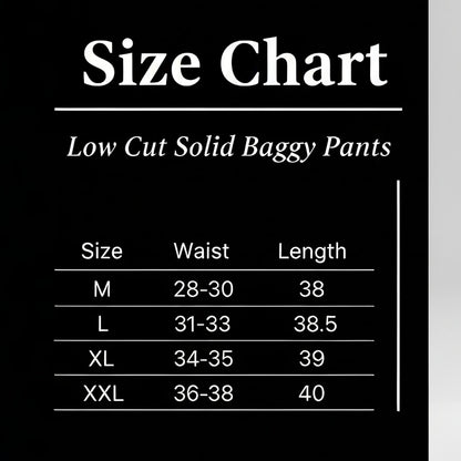 Low Cut Solid Baggy Pants| Black Color