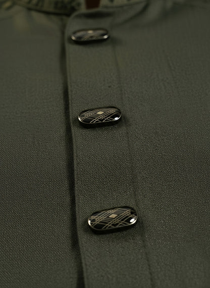 Slim Fit Embroidered Semi-Olive Color - Eid Collection - Premium Embroidered Panjabi