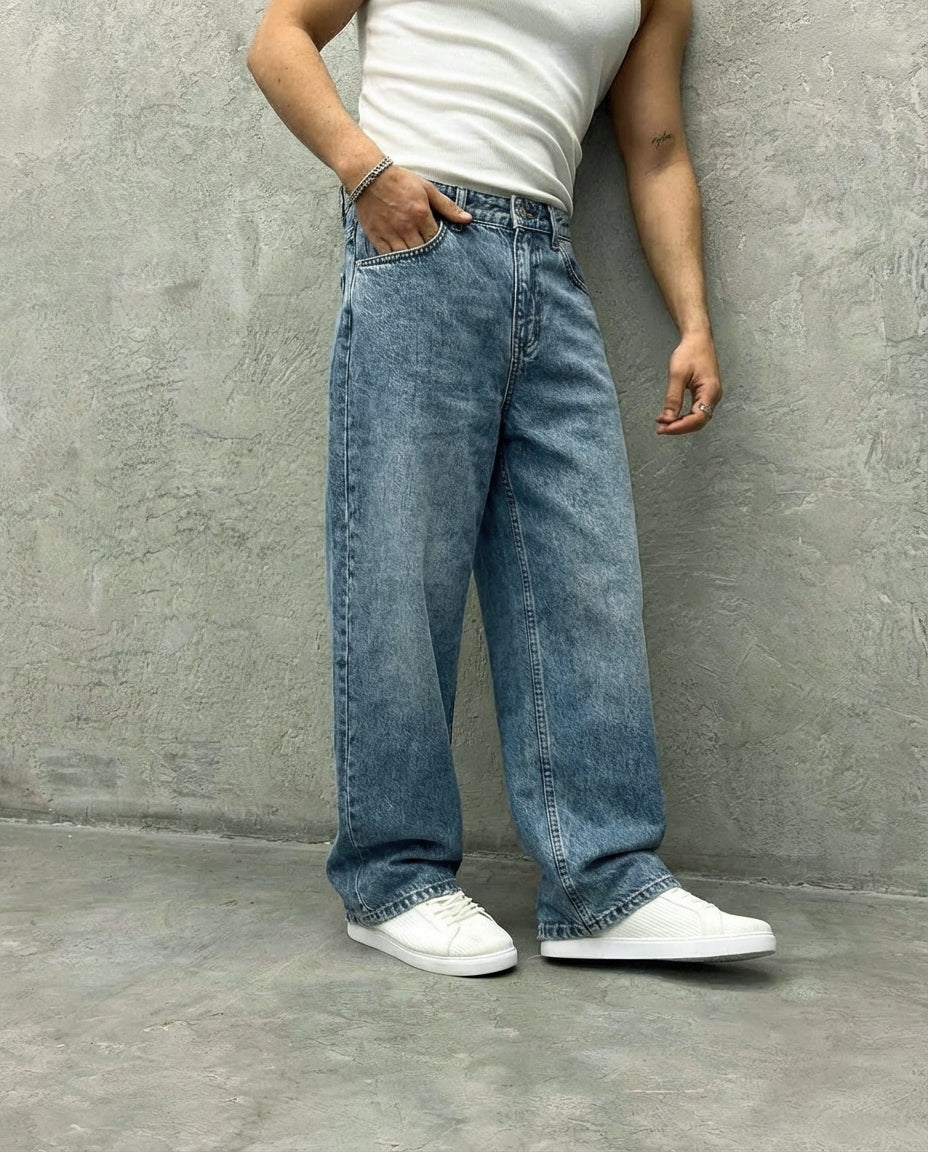 Men's Baggy Denim Jeans | Light Blue Color | Premium Denim Jeans