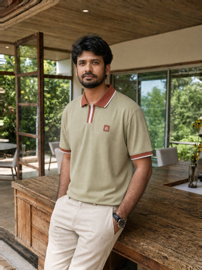 Signature Collection | Old Money Polo T-Shirt | Sage Green color